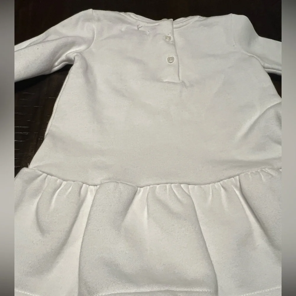 Ralph Lauren Baby Girl White Polo Fleece Crewneck Dress Size 6 months
